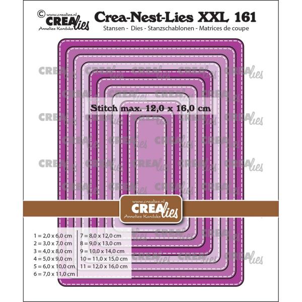 Crealies - Stanzschablone "Rectangles With Rounded Corners And Stitchline" Crea-Nest-Lies XXL Dies