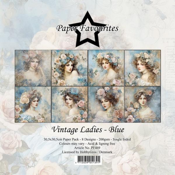 Paper Favourites - Designpapier "Vintage Ladies Blue" Paper Pack 12x12 Inch 8 Bogen