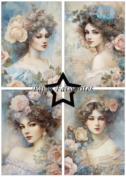 Paper Favourites - Designpapier "Vintage Ladies Blue" Paper Pack A5 - 24 Bogen