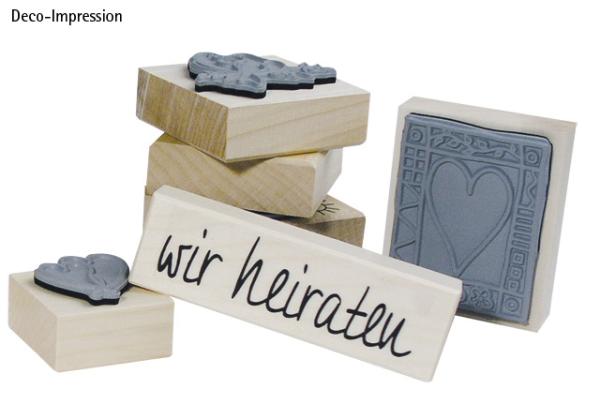 Holz-Stempel "Gesucht u. Gefunden" 5x9 cm