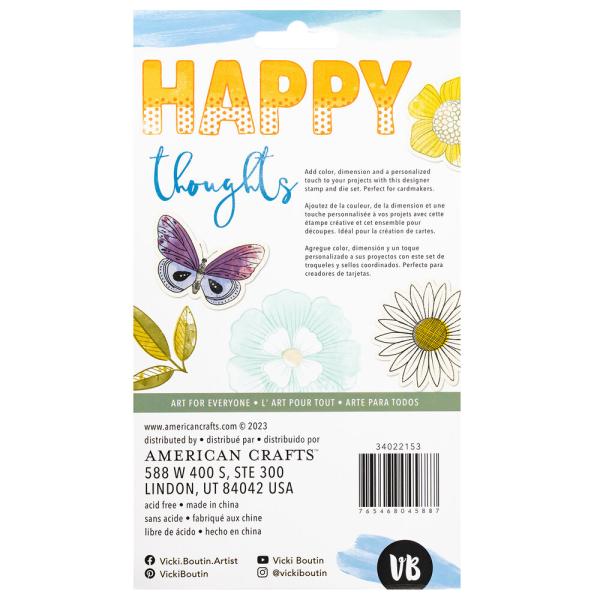 American Crafts - Stempelset & Stanzschablone "Happy Thoughts" Stamp & Dies