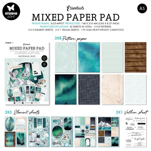 Studio Light - Designpapier A5 "Glistening Skies" Mixed Paper Pad - 42 Bogen 