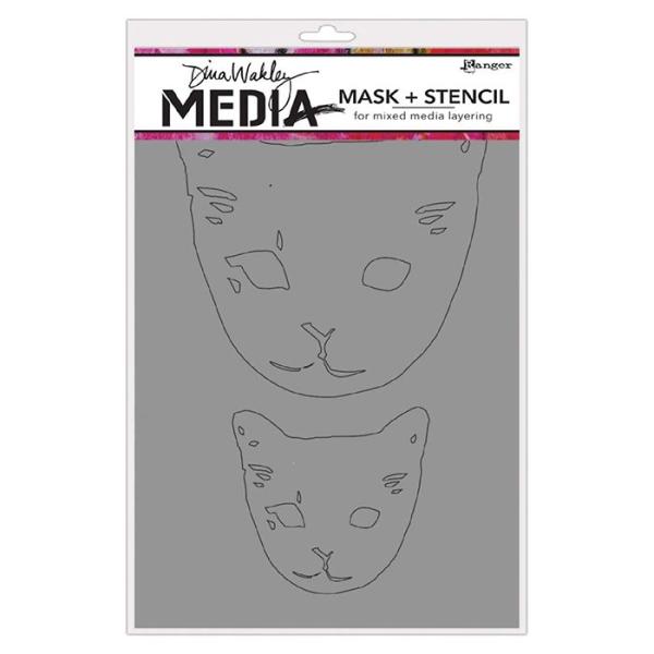 Ranger - Schablone by Dina Wakley "cat head" Media Stencil