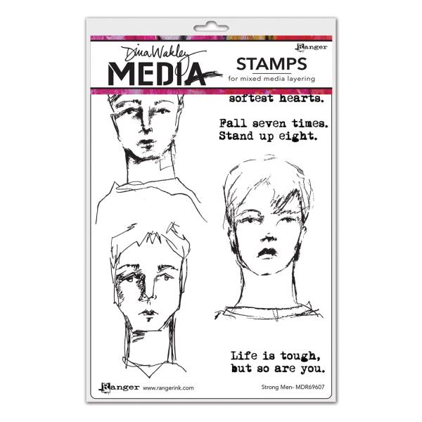 Ranger - Stempelset by Dina Wakley "Strong men" Media Cling Stamp 