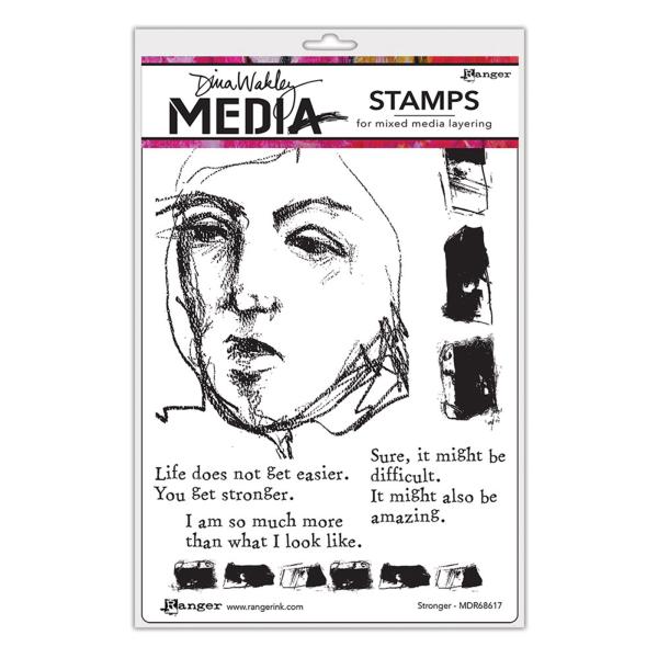 Ranger - Stempelset by Dina Wakley "Stronger" Media Cling Stamp 