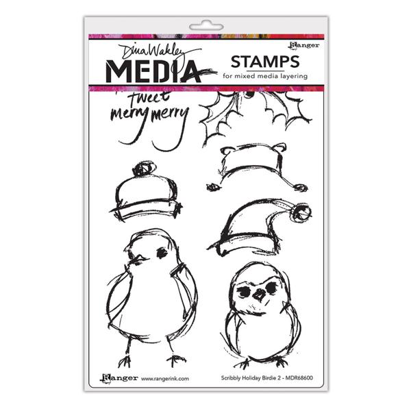 Ranger - Stempelset by Dina Wakley "Scribbly holiday" Media Cling Stamp 