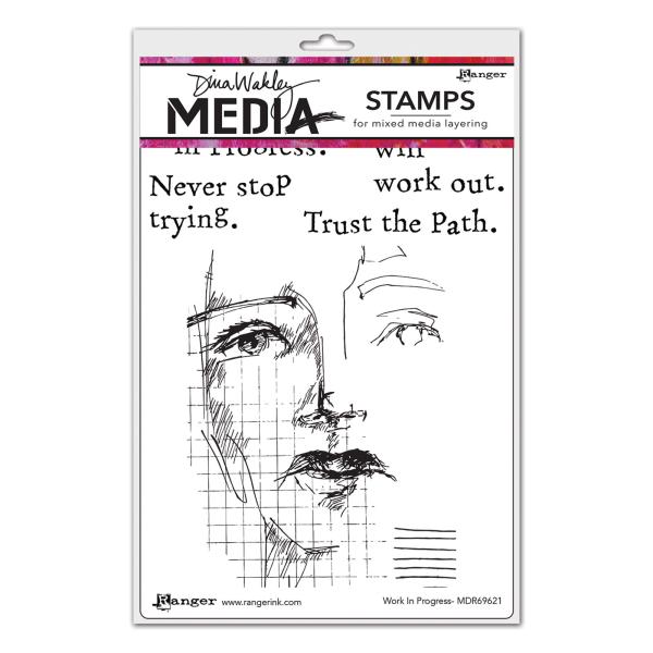 Ranger - Stempelset by Dina Wakley "Work in progress" Media Cling Stamp 