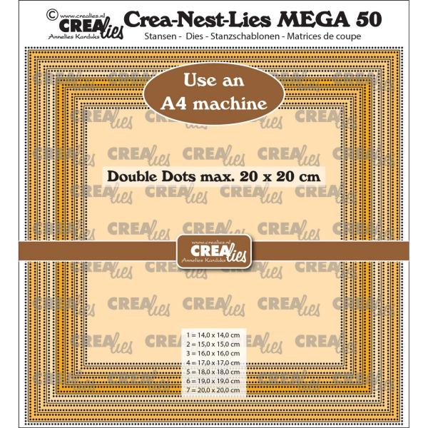 Crealies - Stanzschablone "Squares Double Dots" Crea-Nest-Lies XXL Dies