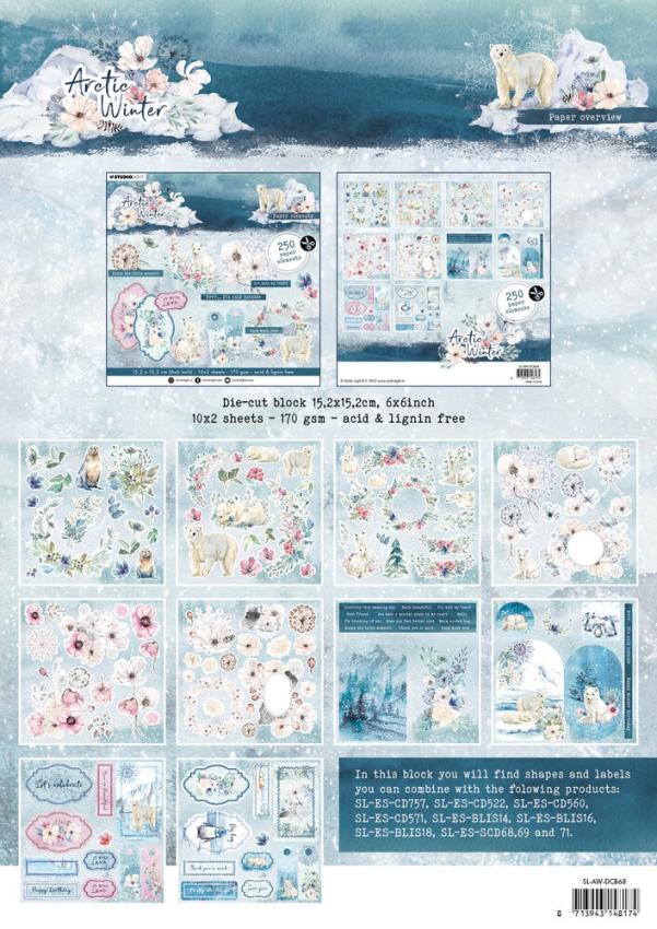 Studio Light - Stanzteile "Arctic Winter" Die Cut Block - 20 Bogen