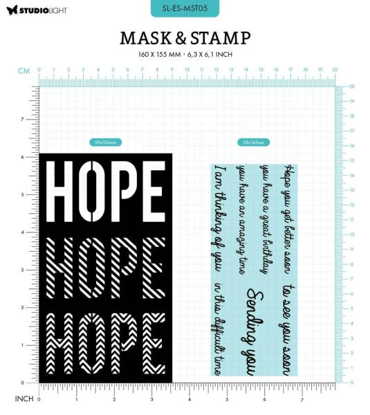 Studio Light - Schablone & Stempel "Hope Sentiments " Stencil & Clear Stamps