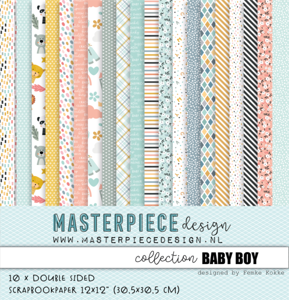 Masterpiece Design - Designpapier "Baby Boy" Paper Pack 12x12 Inch - 10 Bogen