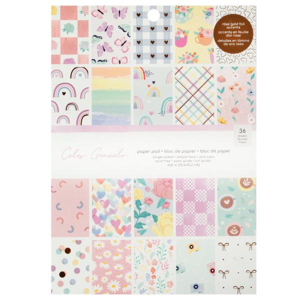 American Crafts - Designpapier "Rose Gold Foil" Paper Pack 6x8 Inch - 36 Bogen