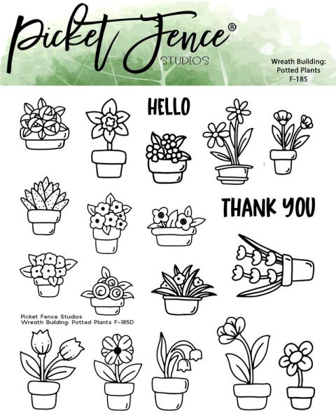 Picket Fence Studios - Stempelset "Wreath Building: Potted Plants" Clear stamps