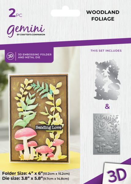 Gemini - Prägefolder & Stanzschablone "Woodland Foliage" 3D Embossing Folder &  Dies 