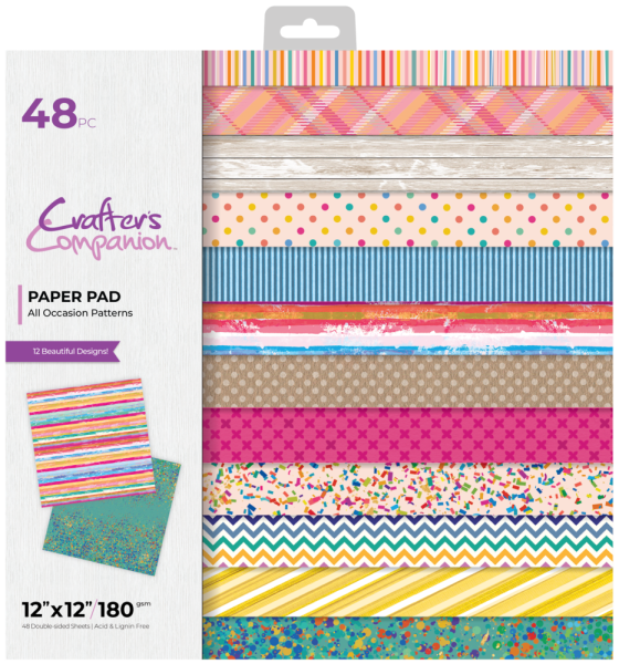 Crafters Companion - Designpapier "All Occasion Patterns" Paper Pack 12x12 Inch - 48 Bogen