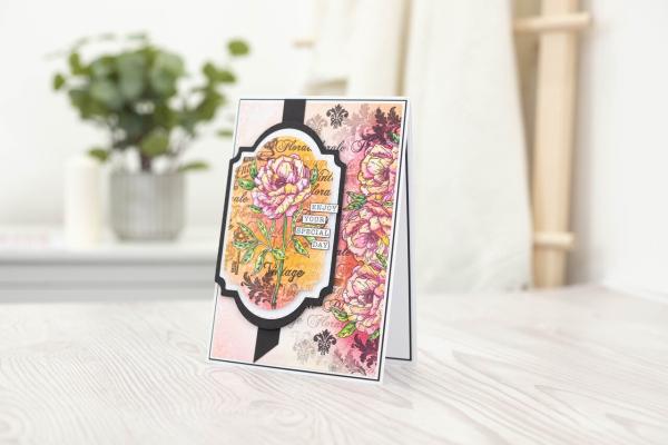 Crafters Companion - Stempel & Schablone "Perfect Peony" Clear Stamps & Stencil