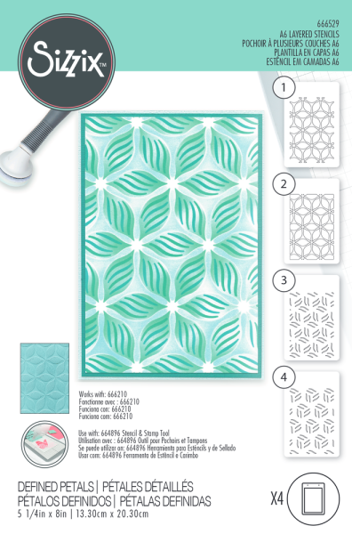 Sizzix - Schablone "Defined Petals" Layered Stencil