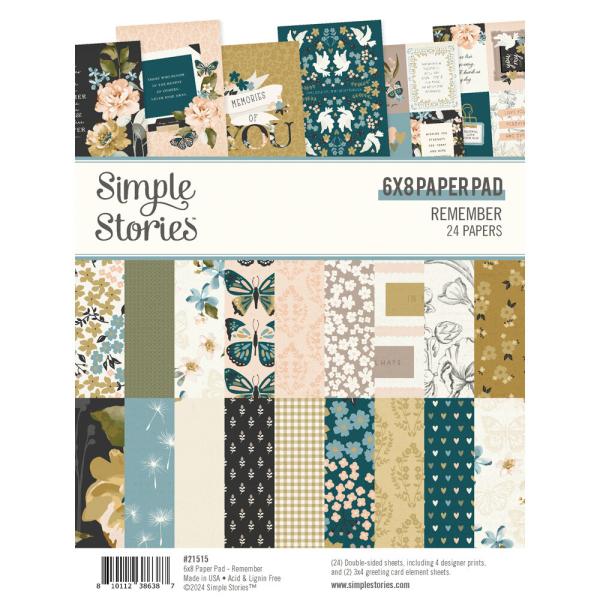 Simple Stories - Designpapier "Remember" Paper Pack 6x8 Inch - 24 Bogen