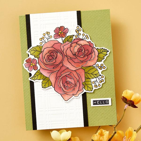 Spellbinders - Stempelset & Stanzschablone & Schablone "Garden Party" Clear Stamps & Dies & Stencil Bundle