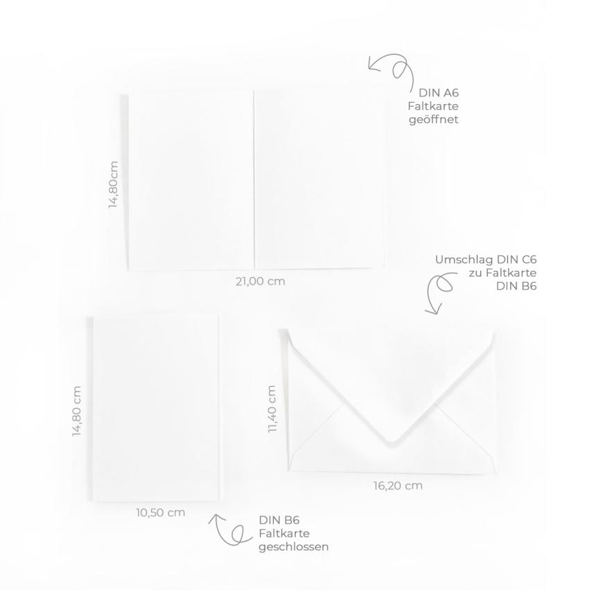 Faltkarte DIN A6 mit Briefumschlag DIN C6 in weiss