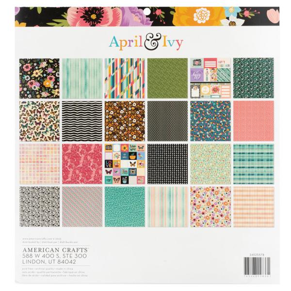 American Crafts - Designpapier "April and Ivy" Paper Pack 12x12 Inch - 24 Bogen