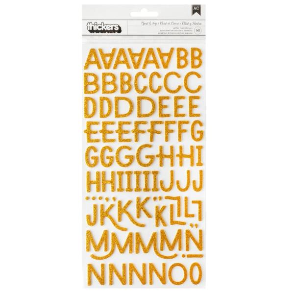 American Crafts - Aufkleber "Thickers Alpha Gold Glitter" Sticker