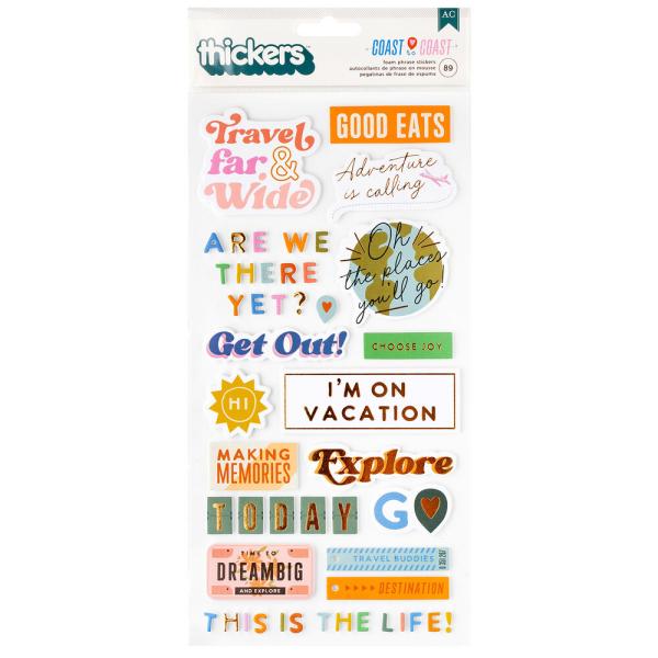 American Crafts - Aufkleber "Coast-to-Coast" Thickers Phrase Foil Sticker