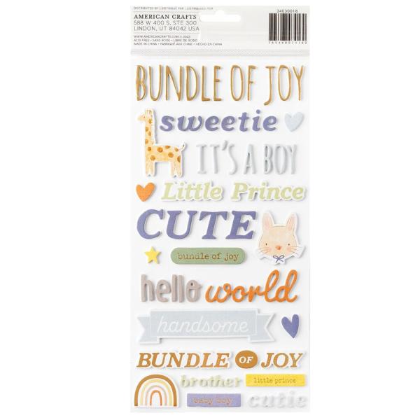 American Crafts - Aufkleber "Hello Little Boy" Thickers Phrase Gold Foil Sticker