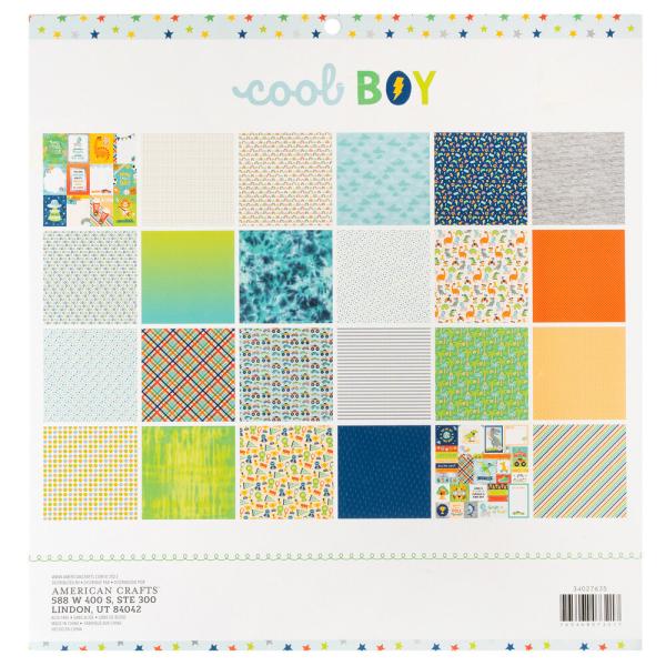 American Crafts - Designpapier "Cool Boy" Paper Pack 12x12 Inch - 24 Bogen