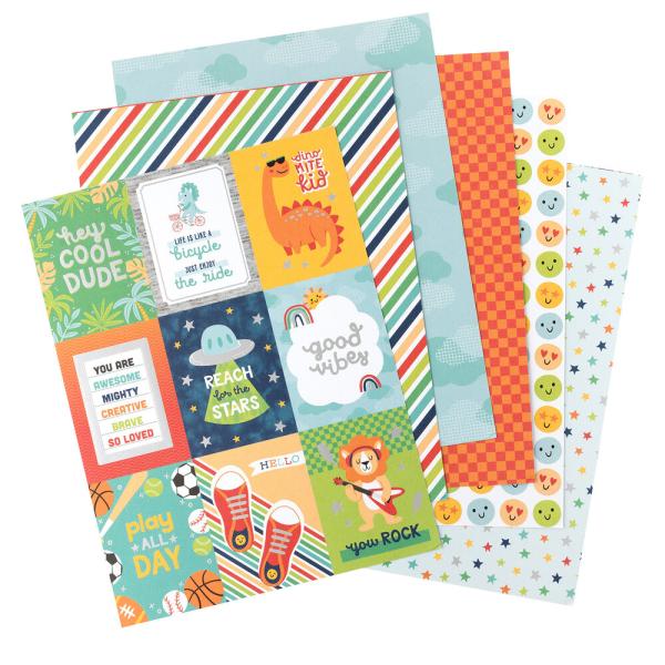 American Crafts - Designpapier "Cool Boy" Paper Pack 6x8 Inch - 36 Bogen