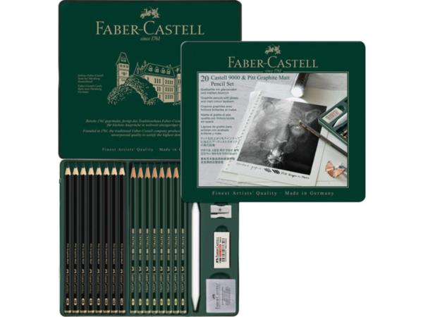 Faber Castell "Pitt Graphite Matt Pencil & Castell 9000" 20 Bleistifte