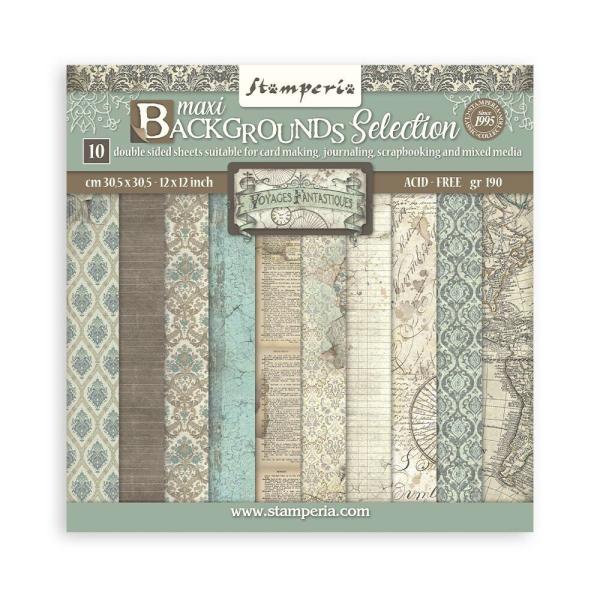 Stamperia - Designpapier "Voyages Fantastiques" Paper Pack 12x12 Inch - 10 Bogen