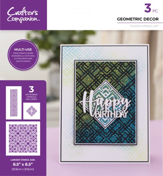 Crafters Companion - Schablone "Geometric Décor" Stencil