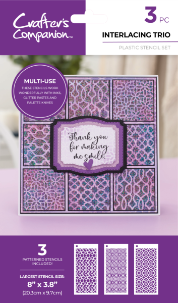 Crafters Companion - Schablone "Interlacing Trio" Stencil