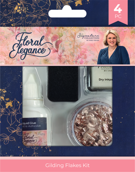 Crafters Companion - Decometallflocken "Floral Elegance" Gilding Flakes Kit 