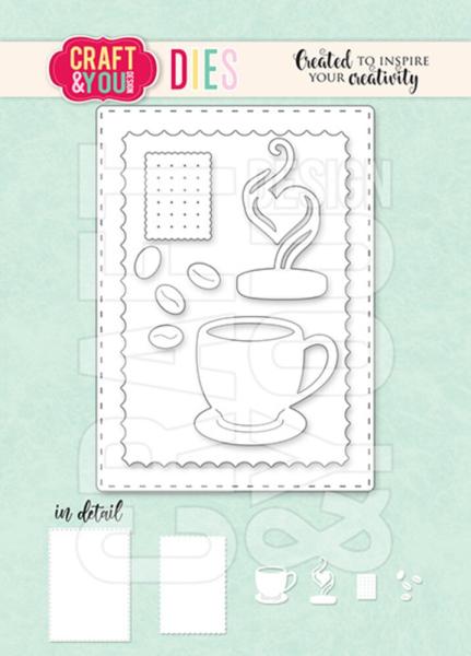 Craft & You Design - Stanzschablone "ATC Frame with a Cup of Coffee" Dies