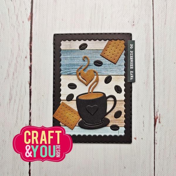 Craft & You Design - Stanzschablone "ATC Frame with a Cup of Coffee" Dies