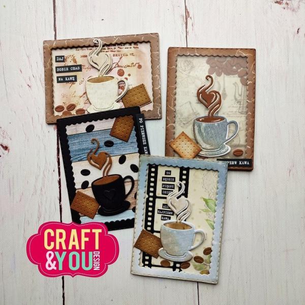 Craft & You Design - Stanzschablone "ATC Frame with a Cup of Coffee" Dies