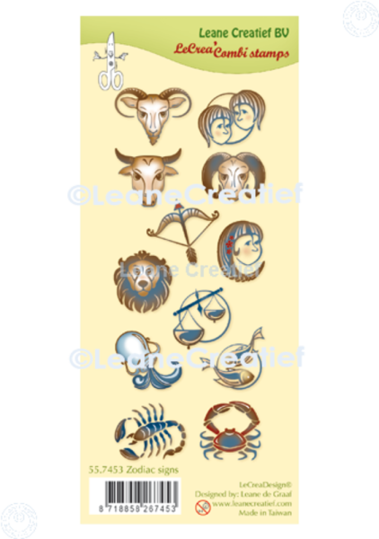 Leane Creatief - Stempelset "Zodiac Signs" Combi Clear Stamps