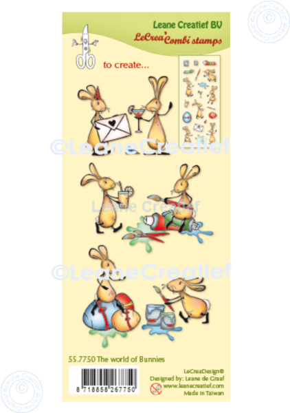 Leane Creatief - Stempelset "The World of Bunnies" Combi Clear Stamps