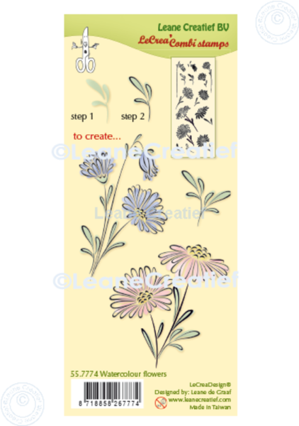 Leane Creatief - Stempelset "Watercolour Flowers" Combi Clear Stamps