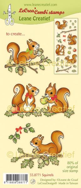 Leane Creatief - Stempelset "Squirrels" LeCrea Combi Clear Stamps