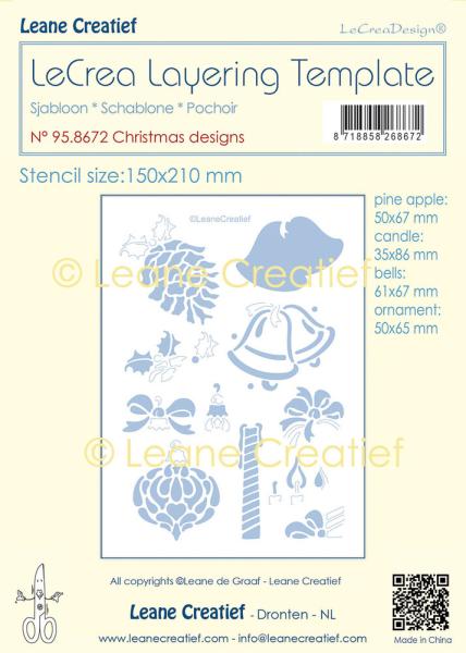 Leane Creatief - Schablone "Christmas Designs" Stencil - Layering Template