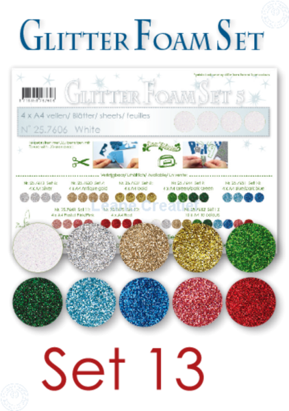 Leane Creatief - Glitzer Schaumstoffplatten "Multi Colours" Glitter Foam Sheets A4