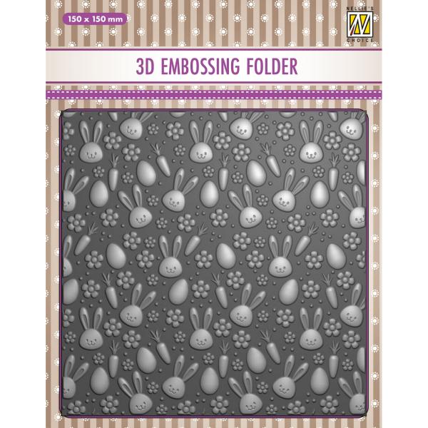 Nellie Snellen - Prägefolder "Bunny's Carrots" 3D Embossing Folder 