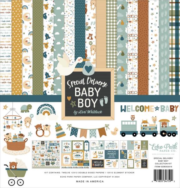 Echo Park - Designpapier "Special Delivery Baby Boy" Collection Kit 12x12 Inch - 12 Bogen