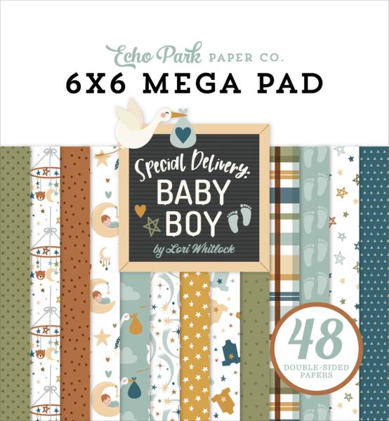 Echo Park - Designpapier "Special Delivery Baby Boy" Cardmakers Mega Pad 6x6 Inch -  Bogen