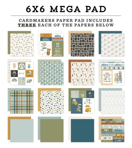 Echo Park - Designpapier "Special Delivery Baby Boy" Cardmakers Mega Pad 6x6 Inch -  Bogen