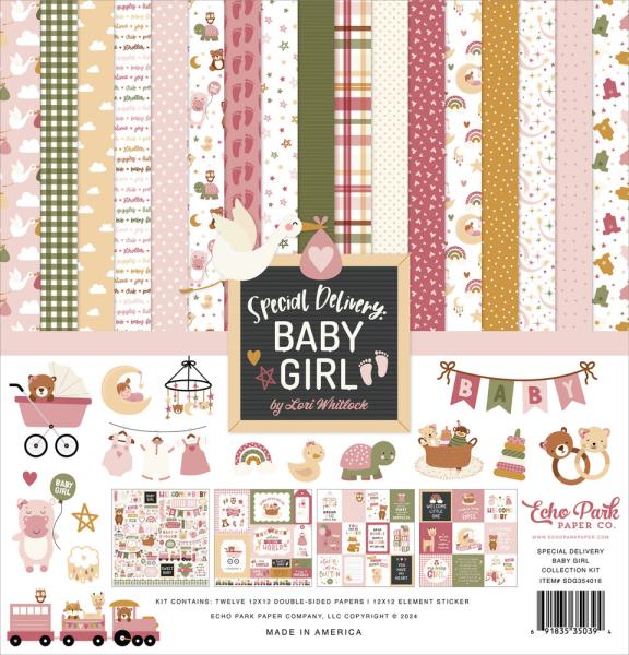 Echo Park - Designpapier "Special Delivery Baby Girl" Collection Kit 12x12 Inch - 12 Bogen