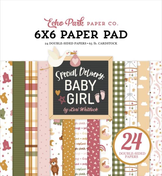 Echo Park - Designpapier "Special Delivery Baby Girl" Paper Pack 6x6 Inch - 24 Bogen